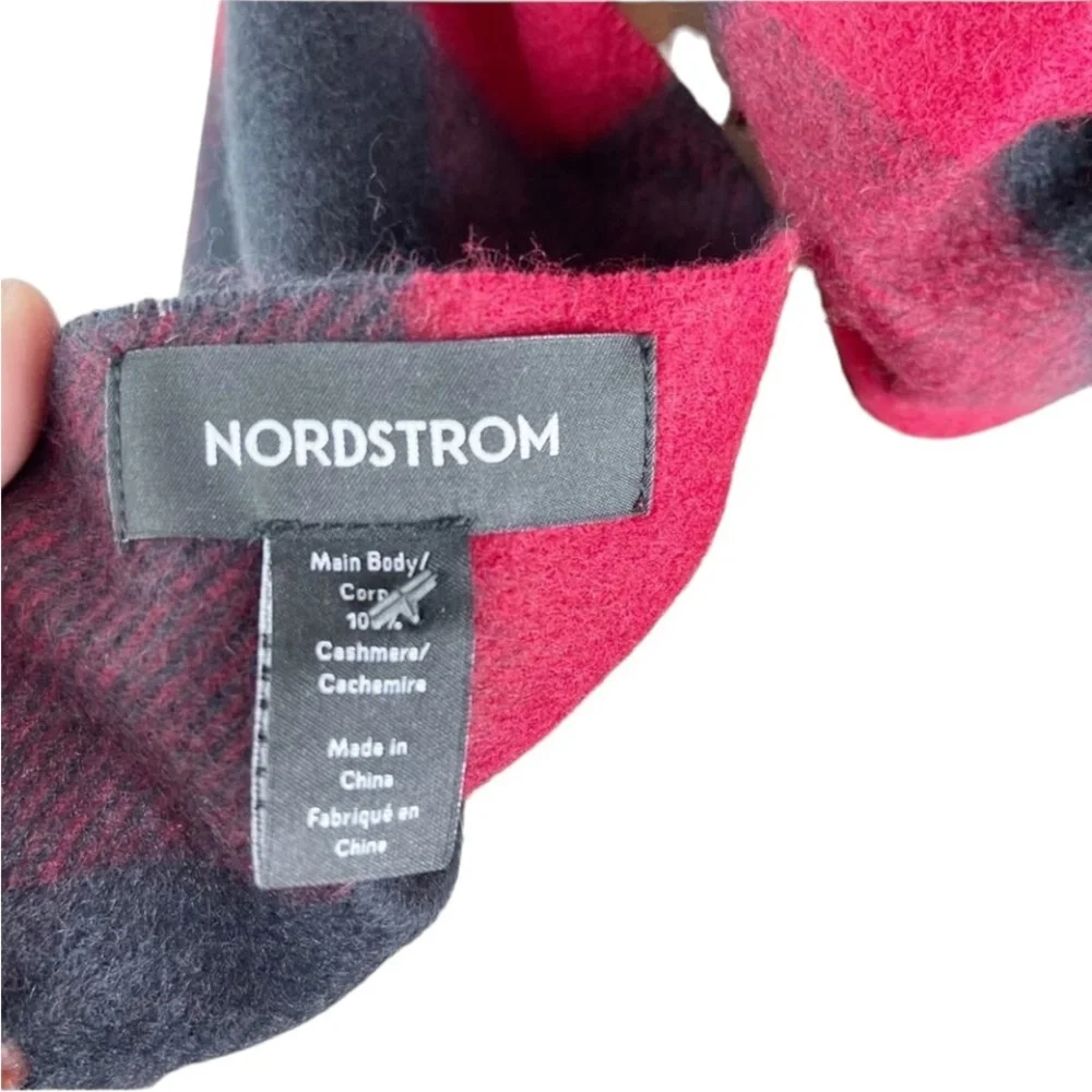 Nordstrom red Buffalo Plaid cashmere scarf